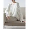 Suéter casual suave estilo francés para mujer, color liso, tejido fino para invierno y otoño, top de punto con cuello, suave y elegante