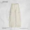 Pantalones Casuales de Empalme Desconstruido Scimitar para Hombre Marca de Moda Americana Color Sólido Holgado Ropa de Trabajo Pierna Ancha Largos