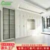 Mueble de TV de Madera Maciza Personalizado para Toda la Casa, Vitrina de Cristal Estilo Francés para Sala de Estar, Gabinete de Almacenamiento de una Puerta Montado en la Pared que Llega hasta el Techo, Gabinete Integrado