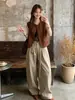 Chal retro estilo gamuza con cuello redondo para mujer, nueva colección de otoño, de un solo pecho, sin mangas, prenda exterior versátil, efecto adelgazante, top para mujer