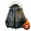 Parka con capucha para hombre con cuello grande de pelo, moderna, casual, versátil, acolchada y engrosada, adecuada para parejas, chaqueta de algodón cálida
