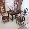 Mesa de Té y Sillas de Madera Maciza Estilo Chino Nuevo Mesa de Té Pequeña Kung Fu Juego de Té Simple Integrado para Hogar en Balcón Mesa de Té de 1.2 m