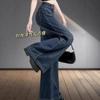 Jeans Vintage Azules de Pierna Recta Talla Plus para Mujer, Nuevo Estilo Primavera y Otoño 2026, Cintura Alta, Holgados, Cubren la Cadera, Pantalones Largos de Pierna Ancha con Caída