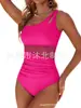 Traje de baño de una pieza de malla Amazon 2026 Comercio exterior Traje de baño europeo y americano Color liso Traje de baño popular europeo y americano