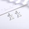 Simple Clover Pure Tremella Jewelry S999 Pé Prata Simples Pequeno e Requintado Brinco de Osso de Orelha Feminino Brincos de Estudante