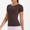 Camiseta Esportiva Feminina de Manga Curta com Gola Redonda Transfronteiriça para Corrida Fitness, Top Amigo da Pele, Ajuste Slim, Respirável, Manga Curta para Yoga