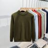 Suéter de Tricô Masculino Outono e Inverno Novo Tendência Ins Casual Suéter Masculino Cor Sólida Gola Alta Quente Camada Interna