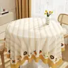 Toalha de Mesa Estilo Creme Impermeável, à Prova de Óleo, Resistente ao Calor, Uso Doméstico, Novo Modelo 2026, Toalha de Mesa Redonda de PVC Lavável para Sala de Estar Mesa de Jantar