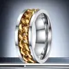 Anillo de Acero Inoxidable Hip-Hop para Hombre Nicho Ins Giratorio Descompresión No se Desvanece Joyería de Acero de Titanio Joyería de Mano Venta al por Mayor