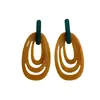 Pendientes Geométricos Ovalados Rayados Multicapa de Resina Retro Estilo Europeo y Americano Personalidad Exagerada Pendientes de Gama Alta para Mujer