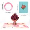 Tarjeta de felicitación con ramo de rosas rojas 3D y lazo para el Día de San Valentín, Tarjeta de regalo de cumpleaños creativa hecha a mano, Venta al por mayor transfronteriza