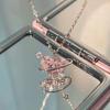 Colar Love Pink Diamond Love Planet feminino de alta qualidade, leve, luxo, nicho, design, joias, estilo ins, corrente de clavícula