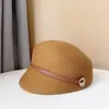 Hebilla de Cinturón Estilo Japonés Insignia Decorativa Gorra de Equitación para Mujer Otoño e Invierno Lana Vintage Borde Pequeño Gorro de Caballero Gorra de Moda Tendencia