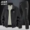 Conjunto de Dos Piezas para Hombre de Manga Larga, Sudadera Cardigan Deportiva Casual para Exteriores, Tallas Grandes, Chaqueta y Pantalones, Primavera y Otoño 2026