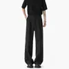 Pantalones de pierna recta ligeramente acampanados de verano, de ajuste limpio, para calle alta americana, pantalones casuales negros finos, unisex