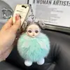 Boneca em Forma de Bola Chaveiro de Carro com Pelo de Raposa Real Pingente Acessório para Mochila de Estudante Chaveiro de Pelúcia