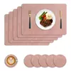 Manteles individuales de seda PU en stock, manteles de mesa de cuero, manteles individuales de hotel, manteles individuales de estilo occidental de doble cara, tapetes termoaislantes, venta al por mayor, impermeables y a prueba de aceite