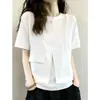 Tops de Verano para Mujer Talla Grande que Cubren la Barriga, Elegantes de Talla Grande 2026 Nuevo Estilo Falsos de Dos Piezas Hermosas Camisetas de Manga Corta para Mujer