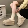 Primeiro Encontro Ji Sola Grossa Aumento de Altura Mais Veludo Aquecimento Sapatos Birkenstock Botas de Neve Meio Chinelo Chinelo de Algodão com Pelo Roupa Feminina para Exterior 2026 Inverno