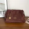 Bolsa de ombro/transversal europeia e americana transfronteiriça 2026 moda nicho nova elegante corrente de luxo leve camurça simples versátil