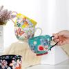 Taza de cerámica para invitados europea y americana, personalizada, pintada a mano, creativa, de alto valor, para desayuno, leche, gran capacidad