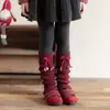 Sapatos, Meias-calça de Algodão para Meninas, Laço, Ano Novo, Natal, Meias Fofas Largas, Lolita, Meias Quentes para Panturrilha de Outono e Inverno