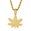 Hip-Hop Clásico Retro Europeo y Americano Colgante de Diamante Moda Elegante Hiphop de Moda Hombres y Mujeres Viento de Otoño Collar de Hoja Caída