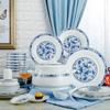 Tazón de arroz chino para el hogar tazón azul y blanco plato Jingdezhen plato de alta gama traje de vajilla de cerámica tazón de sopa productos