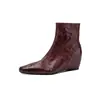Botines Chelsea de Piel de Cordero Lavada con Aumento Invisible de 5 cm 2026 Invierno Tacón Medio Tacón de Cuña Punta Cuadrada Pequeña Botines de Piel Genuina para Mujer