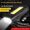 Luz de bicicleta multifuncional transfronteiriça de três modos, luz dupla com luz lateral COB, luz vermelha, luz branca, ímã, carregamento rápido TYPE-C