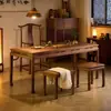 Conjunto de Mesa de Chá e Cadeiras Estilo Chinês Novo em Madeira de Nogueira Preta Norte-Americana, Mesa de Chá Estilo Song para Sala de Chá Zen, Mesa para Preparo de Chá em Madeira Maciça