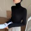 Suéter Delgado de Imitación Primavera 2025 Nuevo 100% Lana Pura para Mujer Cuello de Pila Aspecto Adelgazante Camiseta de Punto para Base