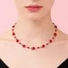 Collar y Pulsera de Manzana Roja de Alta Gama Transfronterizos, Gargantilla Elegante para Niñas, Cadena de Clavícula de Verano, Diseño de Nicho