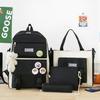 Mochila escolar nueva Ins 2024 para mujer, estilo Harajuku, de gran capacidad, para estudiantes de secundaria y preparatoria, de cuatro piezas, para exteriores