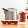SAST set de té de viaje una tetera de cuatro tazas hervidor eléctrico 600ml pequeño hotel oficina portátil práctico burbuja