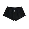 Verão novo europeu e americano das mulheres cintura elástica cordão cintura baixa três botões hot girl shorts moda casual casa perna larga