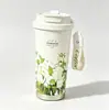 Taza térmica muy elegante para viajes y uso en la oficina, revestimiento interior de acero inoxidable 316, opción de doble bebida, con correa de asa, personalizable, taza de café al por mayor