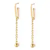 Pendientes Largos Sencillos de Moda Promocionales Pendientes de Barba Cadena de Borlas Pendientes de Bola de Frijol Pendientes de Acero Inoxidable