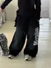 Pantalones deportivos blancos con estampado de letras estilo retro americano Yuyu Princess para niños y niñas, pantalones casuales holgados de pierna ancha para niños