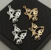 Accesorios de joyería hechos a mano de bricolaje, colgante de mariposa de oro con retención de color de cobre puro, colgante pequeño antiguo de 19 x 29 mm