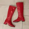 Botas Casuales de Charol con Punta Cuadrada Botas Altas de Caballero Europeas y Americanas Tacón Medio Grueso Botas Profesionales para Mujer Zapatos de Trabajo 32-46 Botas de Exportación