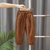 Calças para meninos primavera e outono 2024 Novo estilo ocidental veludo cotelê calças infantis calças de cintura soltas calças casuais na moda