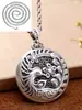 S999 Pure Silver Phoenix pingente estilo étnico vintage colar de suéter Phoenix Dance nove dias pingente de prata esterlina oco joias de prata