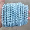 Jingde Joyería Topacio Azul Natural Cuentas Redondas Pulsera DIY Collar Color Aguamarina Cuentas Sueltas Accesorios Fabricante Venta al por Mayor