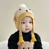 Chapéu de Bebê Outono e Inverno Fofo Panda Chapéu com Proteção para Orelhas de Bebê Quente Espessado Tricô Lã Chapéu Pulôver para Homens e Mulheres