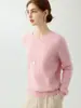 Suéter de cuello redondo 100% cachemira pura para mujer, nuevo jersey trenzado de otoño e invierno, top básico holgado y versátil
