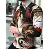 Camisa de lujo de alta gama para hombre, elegante y nueva camisa estampada para hombre con diseño digital de manga larga
