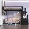 Litera de Hierro, Cama Infantil, Apartamento Pequeño, Cama Superior y Mesa Inferior, Cama Individual, Cama de Adulto, Cama a Media Altura, Ahorradora de Espacio, Multifuncional