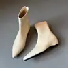 Primer Encuentro Temporada Viaje Diario Botas Adelgazantes que Aumentan la Altura 4.5cm Punta Fina Piel Suave Botas Elásticas con Cremallera Trasera Botas de Tacón de Cuña Nuevas