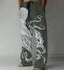 Pantalones de AliExpress de Venta Caliente Transfronterizos Sueltos Casuales Comercio Exterior Europeo y Americano Rectos Impresión 3D Cintura Alta Pierna Ancha